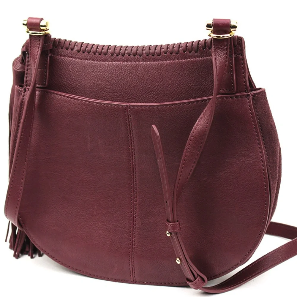 Vince Camuto Plum Tassle Flap Aiko Crossbody‎ Suede 5211